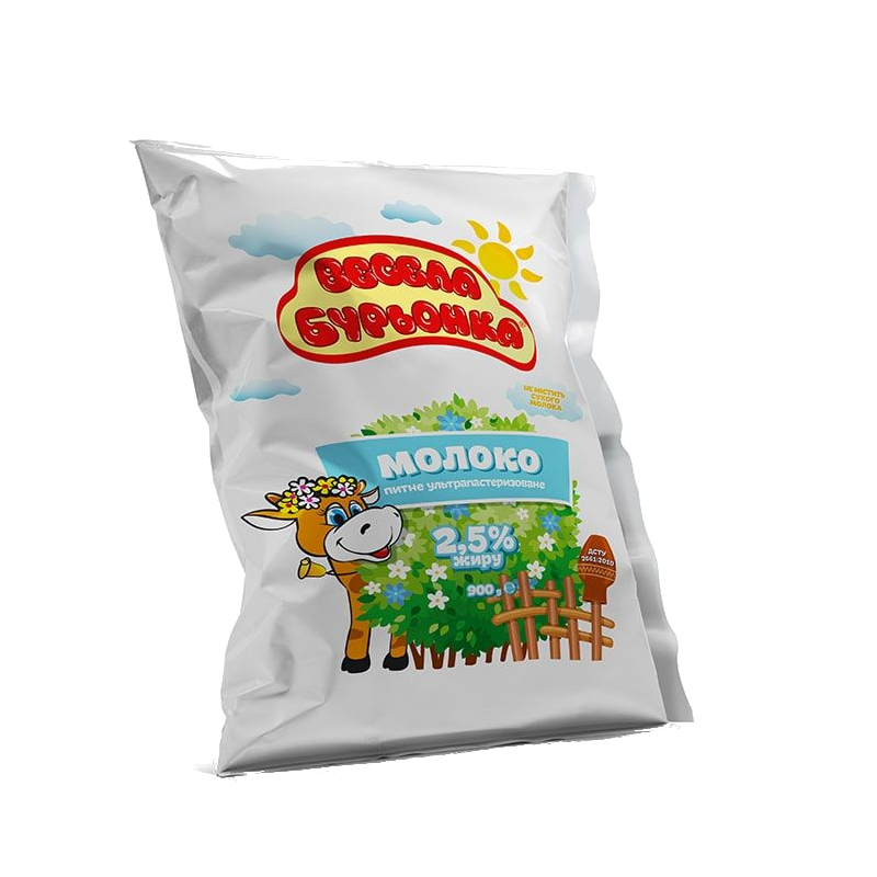 Молоко коров'яче ВЕСЕЛА БУРЬОНКА, ультрапастеризоване, 2,5%, 900г